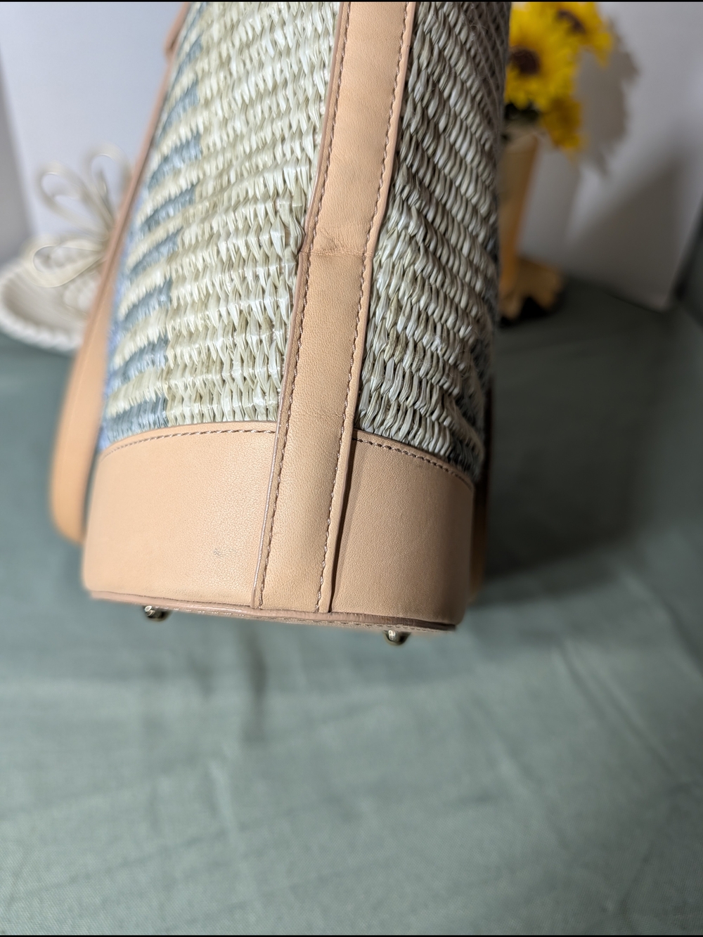 BRAHMIN Woven Tote with Vachetta Leather Trim - Picture 14 of 16